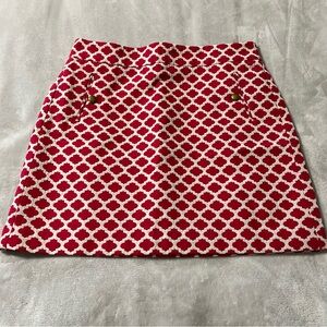Loft Ann Taylor Red Pattern Woven Textured Cotton Blend Pencil Skirt Size 8 NEW